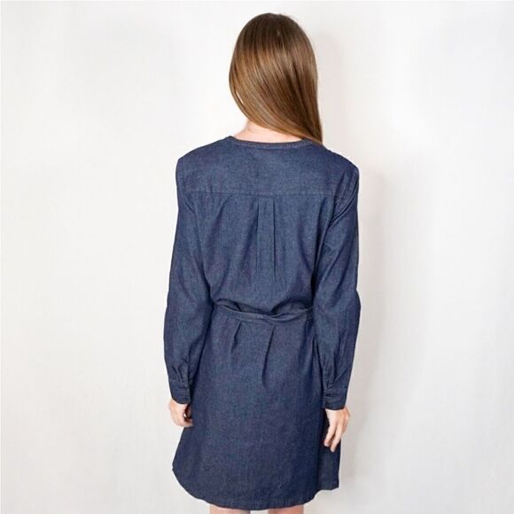 Draper James Chambray Belted Ruffle Long Sleeve Shift Dress - Picture 10 of 14